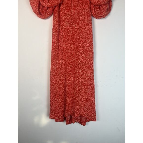 Rotate Birger Christensen Jacquard Open Back Dress Red Floral Size US 6 UK 8 - Picture 4 of 8